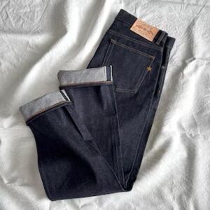 Brave Star USA Slim Straight Selvedge Denim Navy Jeans Pants